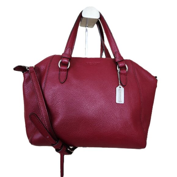 Coach Burgandy Leather Crossbody Bag Purse - Picture 1 of 9